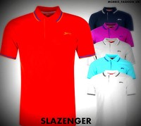 Mens Slazenger Striped Trim Tipped Stripe Plain Polo Shirt Top Size S-XXXXL