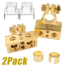 2X Car Battery Terminal Clamp Post 0/4/8/10 GA AWG Gauge Positive Negative Port