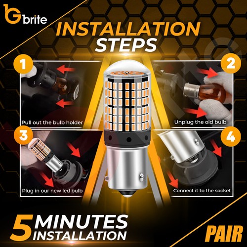 2X BAU15S 144SMD Amber LED Canbus Turn Signal Indicator Light Bulbs 12V UK STOCK - Picture 7 of 9