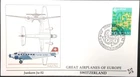 SWITZERLAND JUNKERS JU-52 GREAT AIRPLANES OF EUROPE 1988 FLEETWOOD CACHET FDC UN