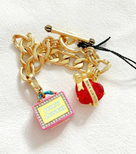 Juicy Couture Red Crystal Heart and Lunch Box Charm Bracelet New With Box