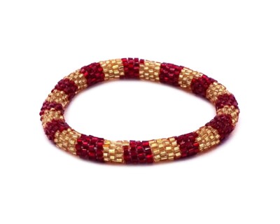 Striped Seed Beaded Bangle Bracelet Women Artisan Holiday Fashion Shiny Jewelry