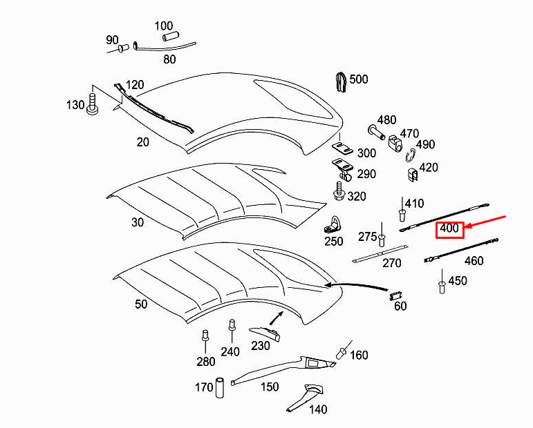 MERCEDES-BENZ E Cabrio A207 Faltverdeck Hauptführungsseil A2097700966