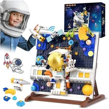 Space Building Toys For Boys - 540 PCS Astronaut Building Block Set&3D Display