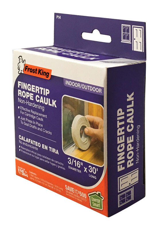 Frost King Gray Silicone Pliable Rope Caulk 30 L ft. x 3/16 Thick in