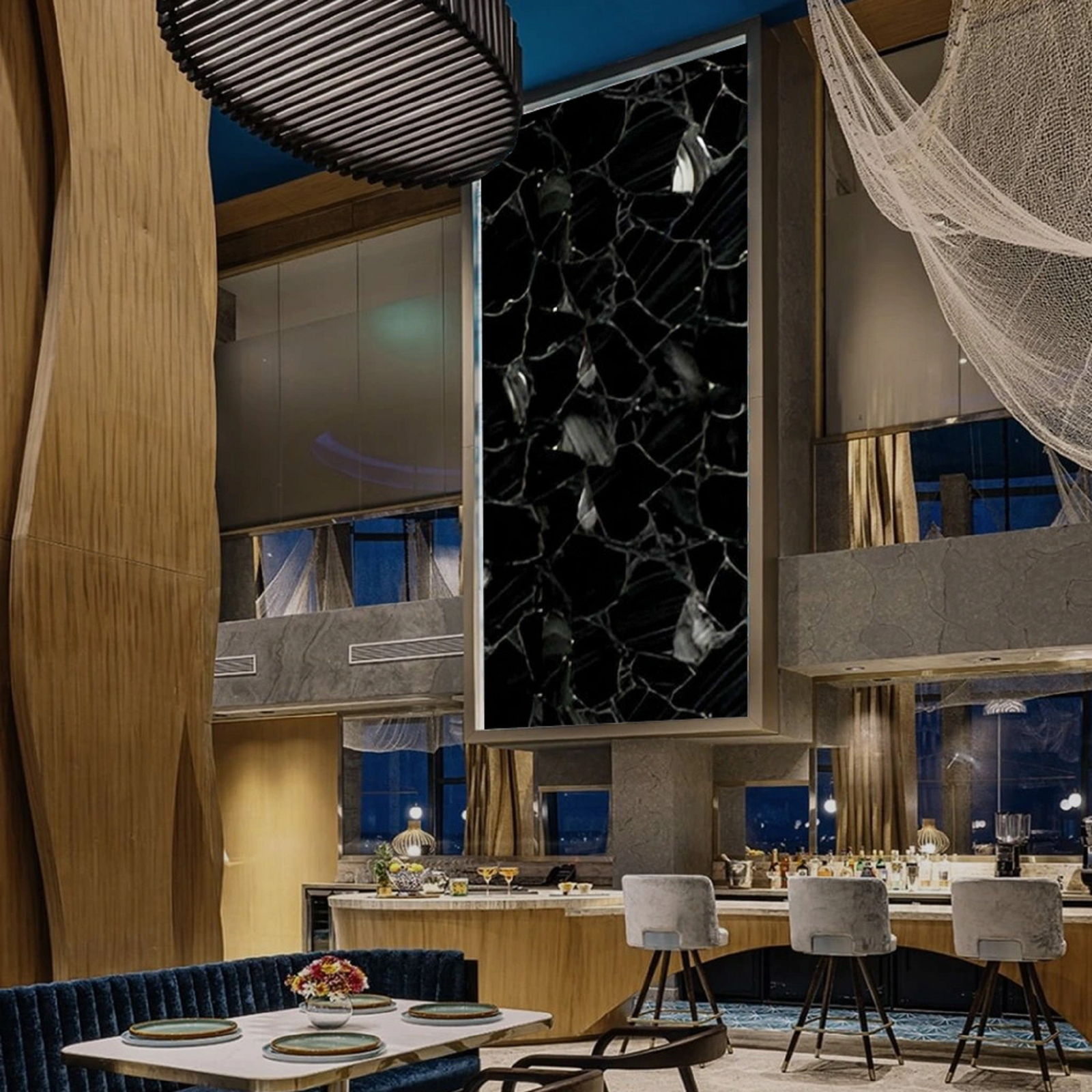 24x36 Black Obsidian Stone Dining Tabletop Wall Panel Countertop Slab for Home Decor