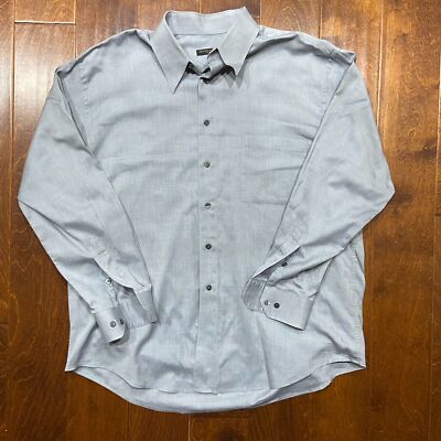 donna karan dress shirts Donna Karan Regular Fit Dress Shirt Light Grey Button Down Cotton Men's 17  / L