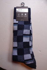 ALFANI Blue Squares AlfaTech Rayon Blend Socks NEW