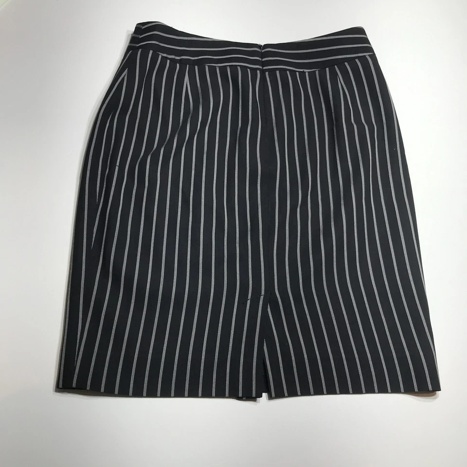 Saia lápis Armani Collezioni Itália listrada preta lã seda essencial tamanho 4 - Imagem 2 de 4