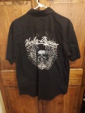 Harley Davidson Skull &wings Button Up Short Sleeve Shirt Mens Size XL