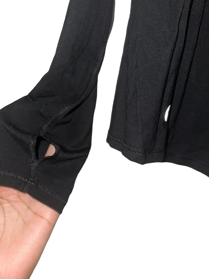 Camisa Top Zyia Active RARA NUEVA Mujer Talla L Bambú Celestial Manga Larga Negra Pulgar Foto 3 de 4