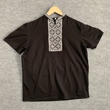 Unisex Dashiki Plain Black With Front Design Size L Pullover