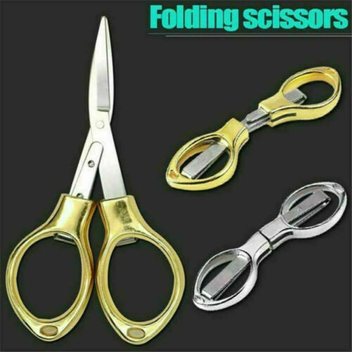 Mini Folding Scissors Travel Pocket Metal Small Foldable Multi User Sewing Tool - Picture 4 of 15