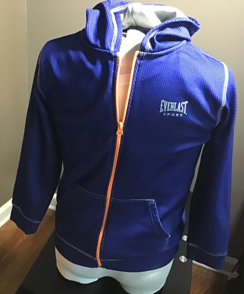 Chaqueta deportiva con capucha con cremallera completa EVERLAST para niños jóvenes 10/12 azul real naranja Foto 3 de 4