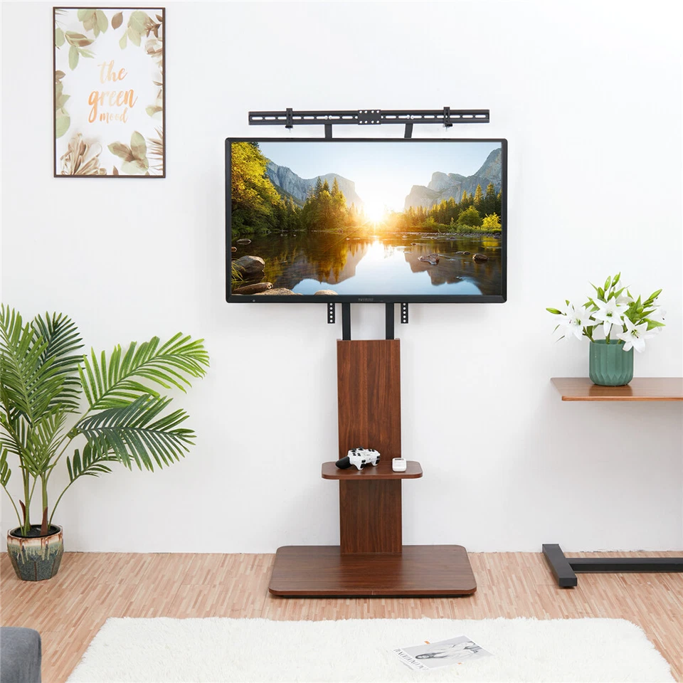 Heavy Duty TV Floor Stand with Wood Shelves Height Adjustable 32-65" LCD LED TVs - image 4 of 4