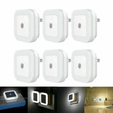 6PCS Plug-in LED Night Light Hallway Kitchen Bathroom Auto Sensor Control Lamp