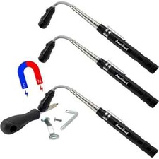 3 Pack Telescopic Pickup Tool With Led Flashlight, Extensible Rod With 360 Deg.