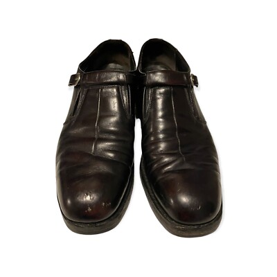 Mens Used Vintage Johnston and Murphy Size 8 1/2 Black Monkstrap