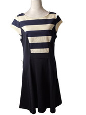 NWT The Limited Black/White Solid & Striped Sleeveless Fit & Flare  Size 10
