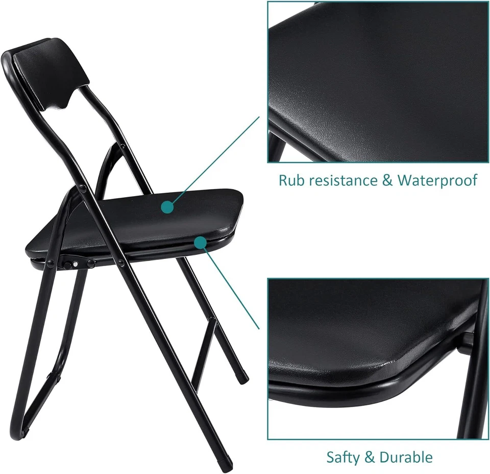 Portable 5 Pcs Kid Folding Card Table and Chairs Set with Soft PU Padded Cushion - Image 3 of 4