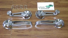 Window Cranks + Door Handles 4pc Kit Corvair Nova chrome knob w/ clips Chevelle