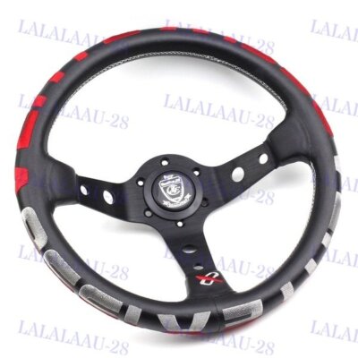 RED Stitch 320mm Vertex 1996 Leather Deep Dish Steering Wheel For OMP MOMO Rac