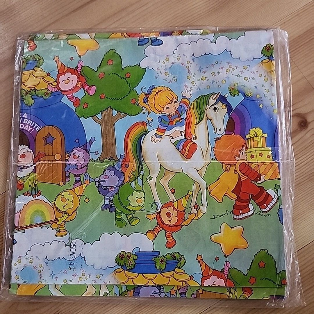 2 Vintage Rainbow Brite Gift Wrap Hallmark Birthday Wrapping Paper New Sealed