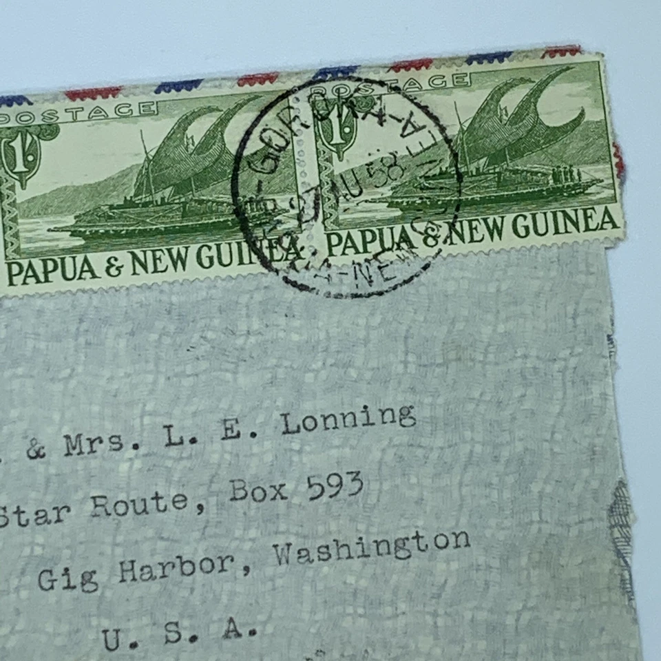 1958 GOROKA PAPUA NEW GUINEA COVER TO GIG HARBOR WASHINGTON - Image 2 of 3