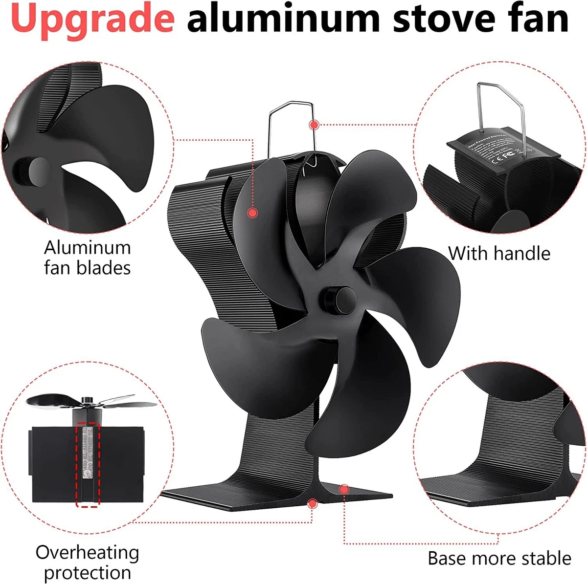 Xmasneed Wood Stove Fan Fireplace Fan for Wood Burning Stove Heat Powered  fan | eBay