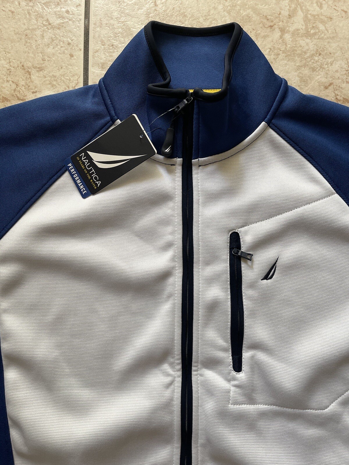 Nautica Performance Men’s Long Sleeve Athletic Sweater Coastal Isles Blue Medium image 2