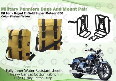 Passend für Royal Enfield ''Super Meteor 650 Fireball Yellow Gepäckträgertasch...