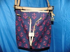 TOMMY HILFIGER BLUE CANVAS ANCHOR CROSSBODY/PULL DRAW STRING- NEW WITHOUT TAGS