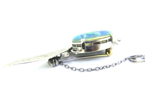 Beautiful Vintage 18ct White Gold Multi Colour Opal Triplet Diamond Brooch 10g - Picture 5 of 11