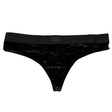 NWT VICTORIA'S SECRET PINK Thong Pantie Sz L-XL-XXL Black Velvet