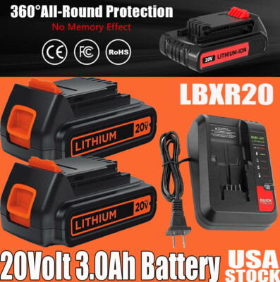 20V For Black  Decker 20 Volt Lithium Battery / Charger LBXR20 LST220 LBX20