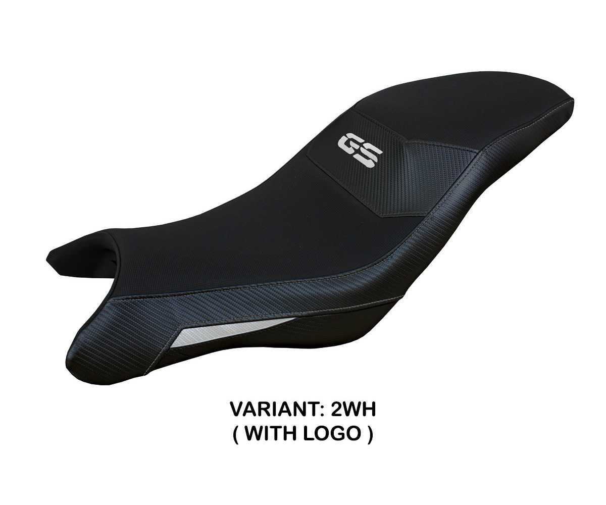 Seat saddle cover Thiva White WH + logo TPZ Italia for BMW G 310 GS 2017 > 2026