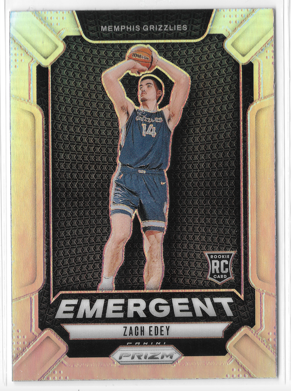 2024-25 Panini Prizm Emergent Silver #16 Zach Edey RC Memphis Grizzlies Purdue