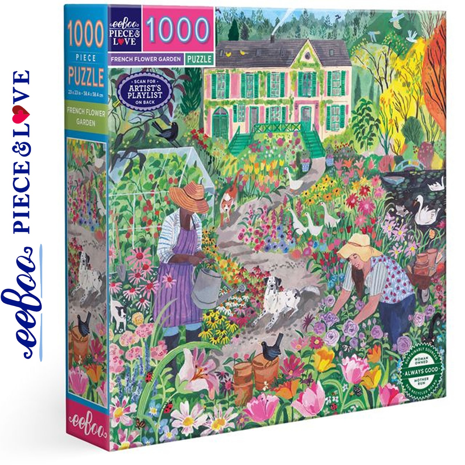 eeBoo FRENCH FLOWER GARDEN 1000 pc Square Jigsaw Puzzle Super Deluxe PZT662