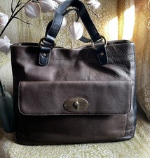 Large Tote bag in 2 tone brown & black soft leather hide/Very Good Condition.