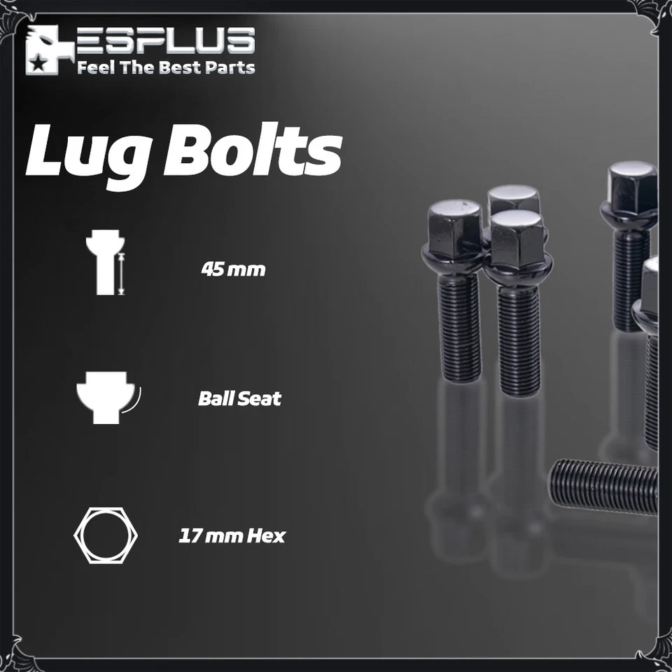 [20 piezas] Perno de tuerca negro M14X1,5 vástago de 45 mm ajuste Bentley Continental con espaciador de 15-19 mm Foto 3 de 4