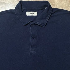 Buck Mason Polo Shirt Mens XL Blue Indigo Cotton Short Sleeve Huckberry