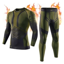 Men's Thermal Underwear Set Seamless Compression Base Layer Winter Cold Gear ...