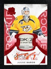 2015 Upper Deck The Cup Rookie Tag Red Foil 1/8 Juuse Saros #118 Patch Auto 0ud1