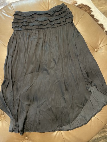 Ulla Johnson Black High Low Ruffled Chiffon Skirt