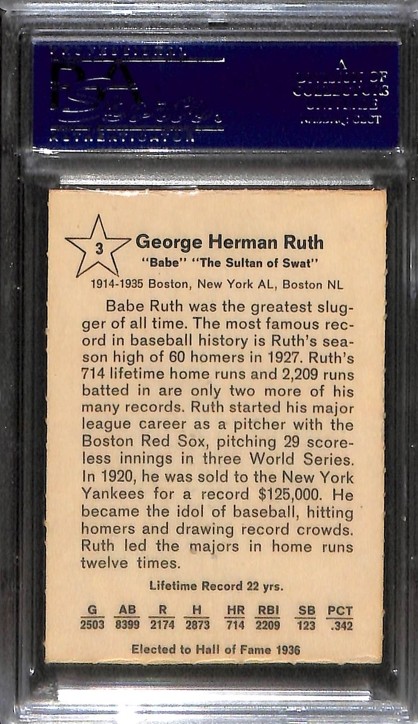1961 GOLDEN PRESS #3 BABE RUTH PSA 9 Mint 17396963  view 2