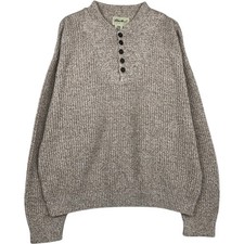 Vintage 90'S Eddie Bauer ribbed henley cotton knit sweater made in the USA s...