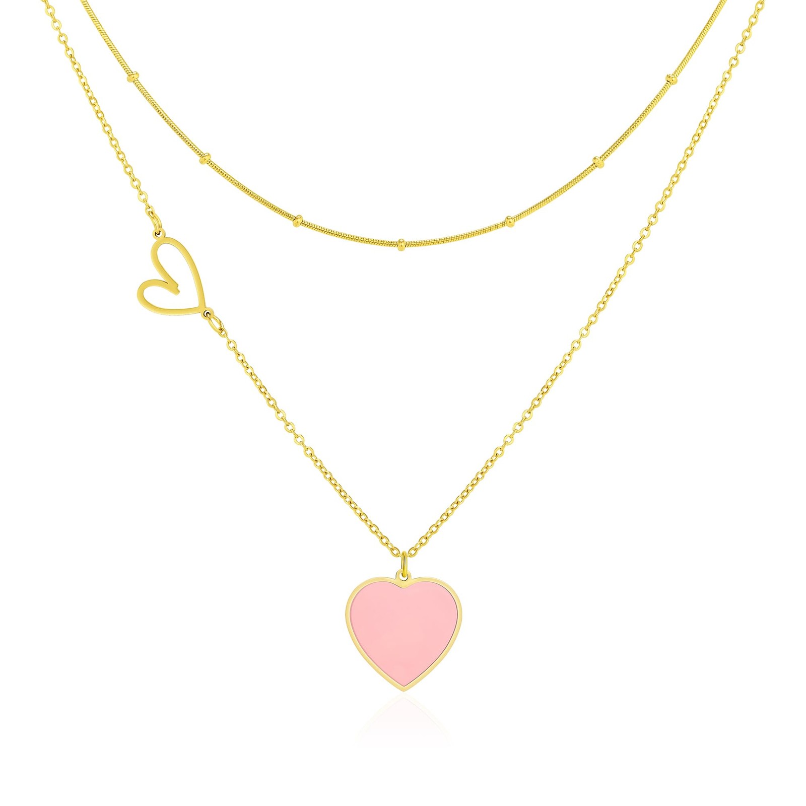 Collier en cœur rose parfait pour illuminer vos tenues de bureau et soirées