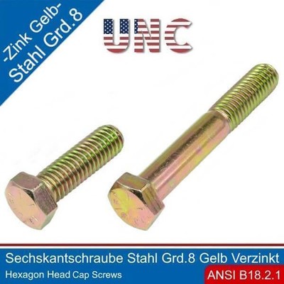 Sechskantschraube 7/16-14 UNC Stahl Grade 8 Gelb Verzinkt |