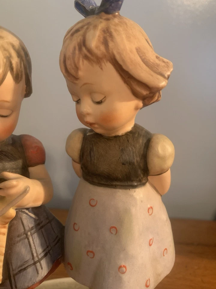 Vintage 1963 W Germany Goebel Hummel 256 Knitting Lesson Figurine  - Image 4 of 4