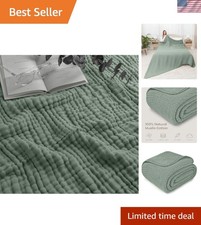 Elegant 6-Layer Muslin Adult Blanket - King 108" x 90" - Fern Color Comfort